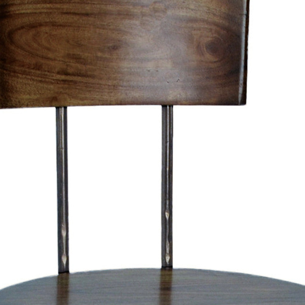 41" Chestnut And Black Swivel Low Back Adjustable Height Bar Chair With Footrest