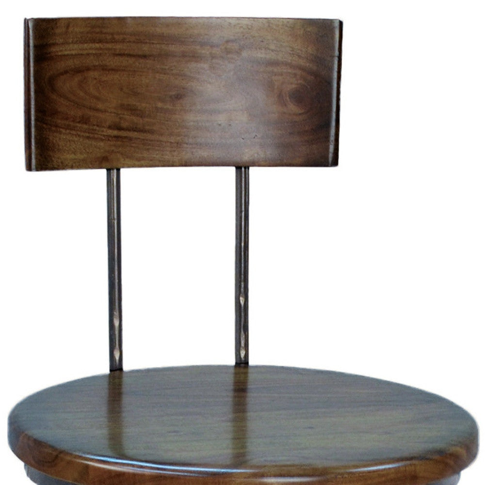 41" Chestnut And Black Swivel Low Back Adjustable Height Bar Chair With Footrest