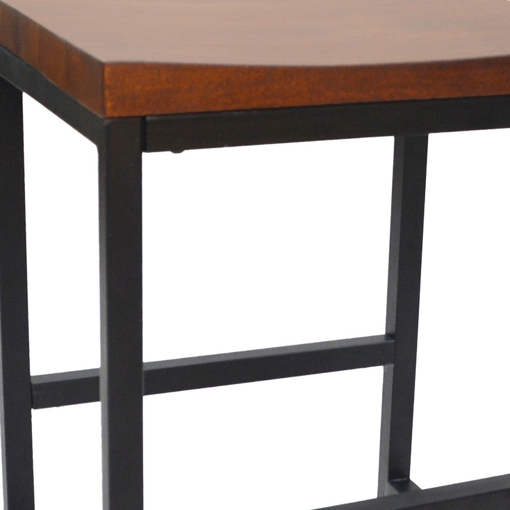 24" Chestnut Brown and Black Backless Counter Height Bar Chair With Footrest