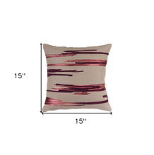 Juego de dos cojines de mezcla de algodón a rayas beige y vino de 15