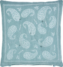 Teal and Ivory Cotton Paisley Dining Chair Pad Set Of Two - 17
