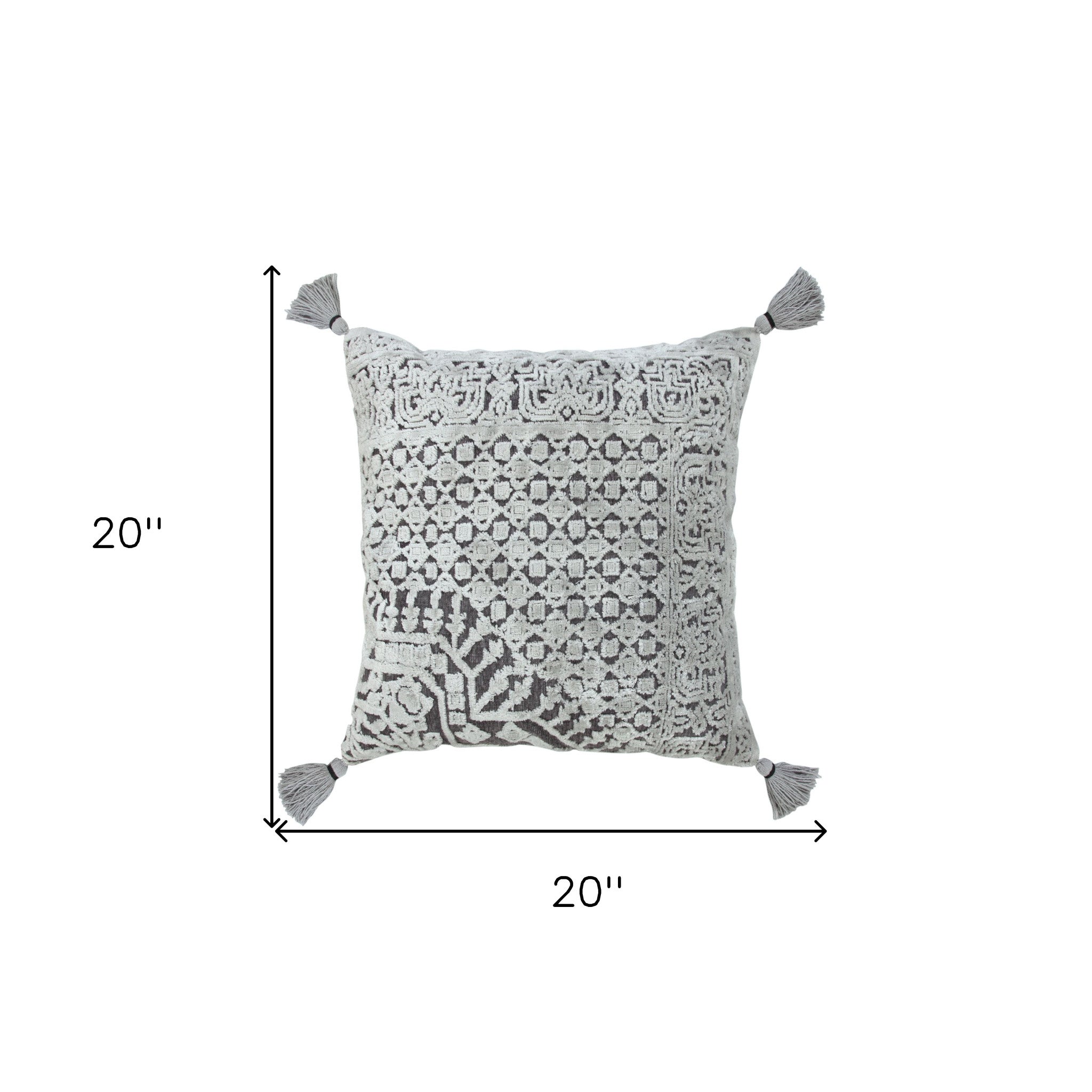 Set Of Two 20" X 20" Gray Geometric Zippered Viscose Throw Pillow