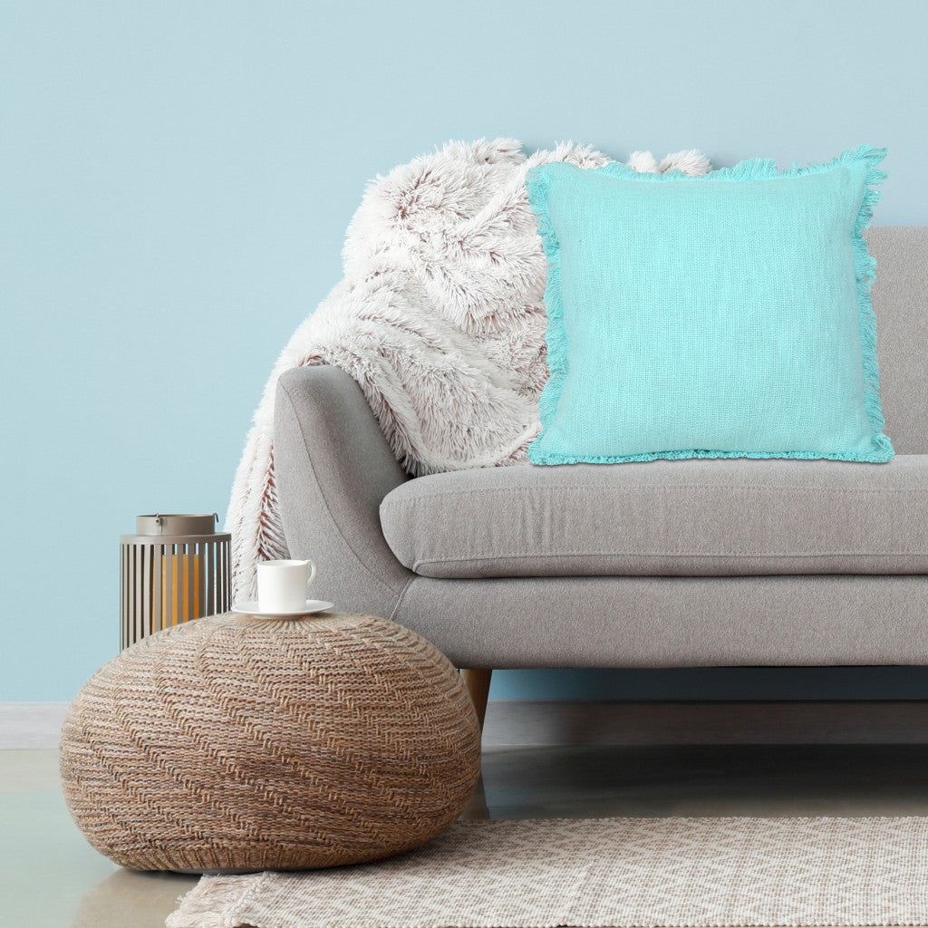 Juego de dos cojines de 100 % algodón con cremallera abstracta azul - 20" x 20"