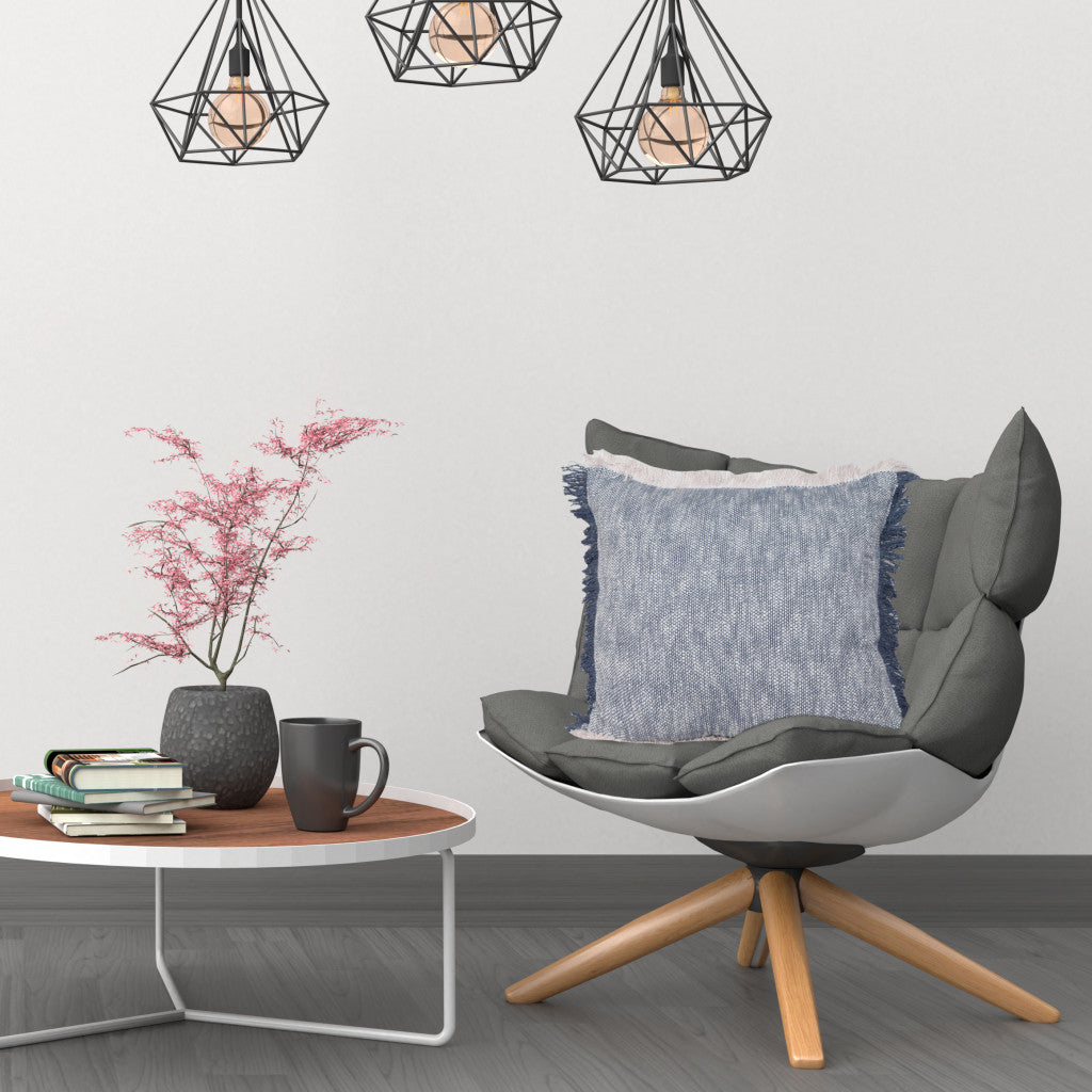 Juego de dos cojines de 100 % algodón con cremallera abstracta azul - 20" x 20"