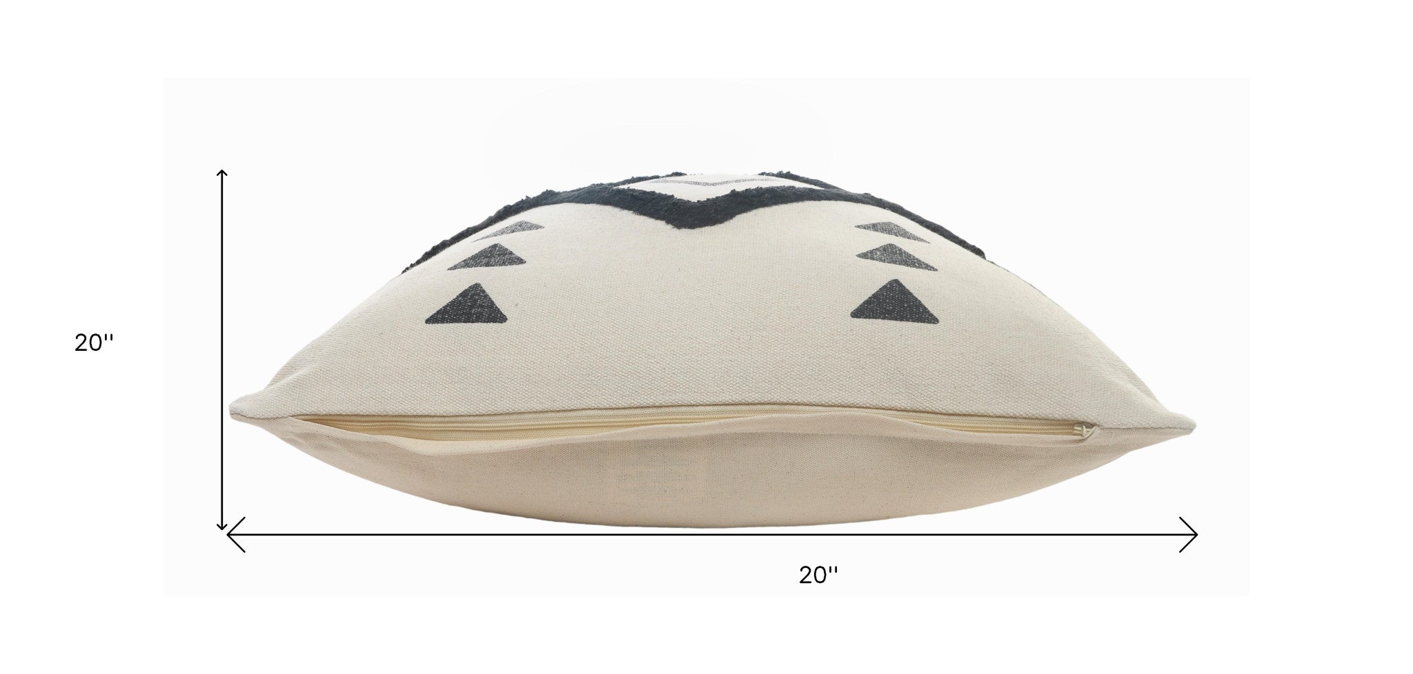 Set Of Two 20" X 20" Cream Black And Gray Geometric Zippered 100% Cotton Throw Pillow