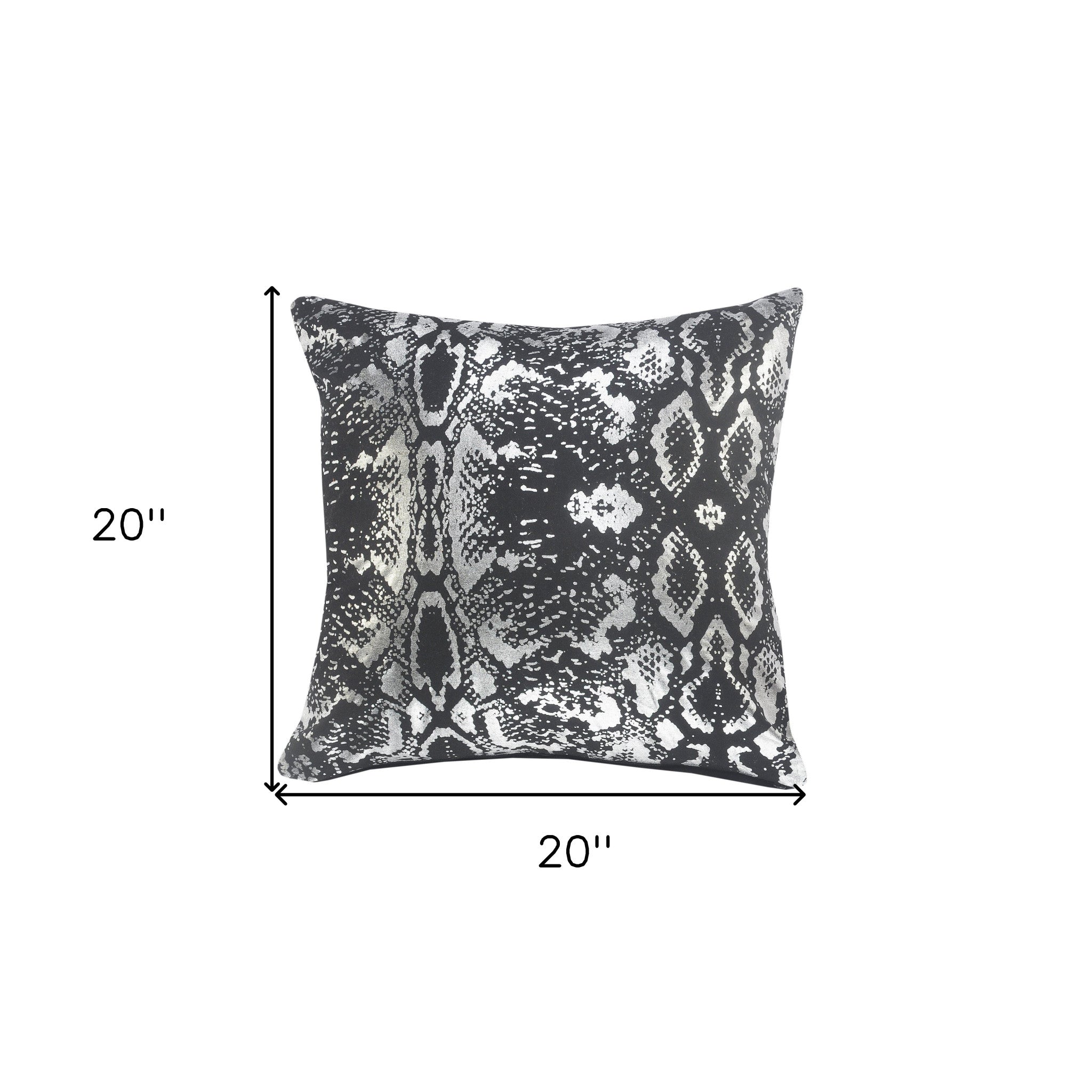 Set Of Two 20" X 20" Black Animal Print Zippered 100% Cotton Throw Pillow