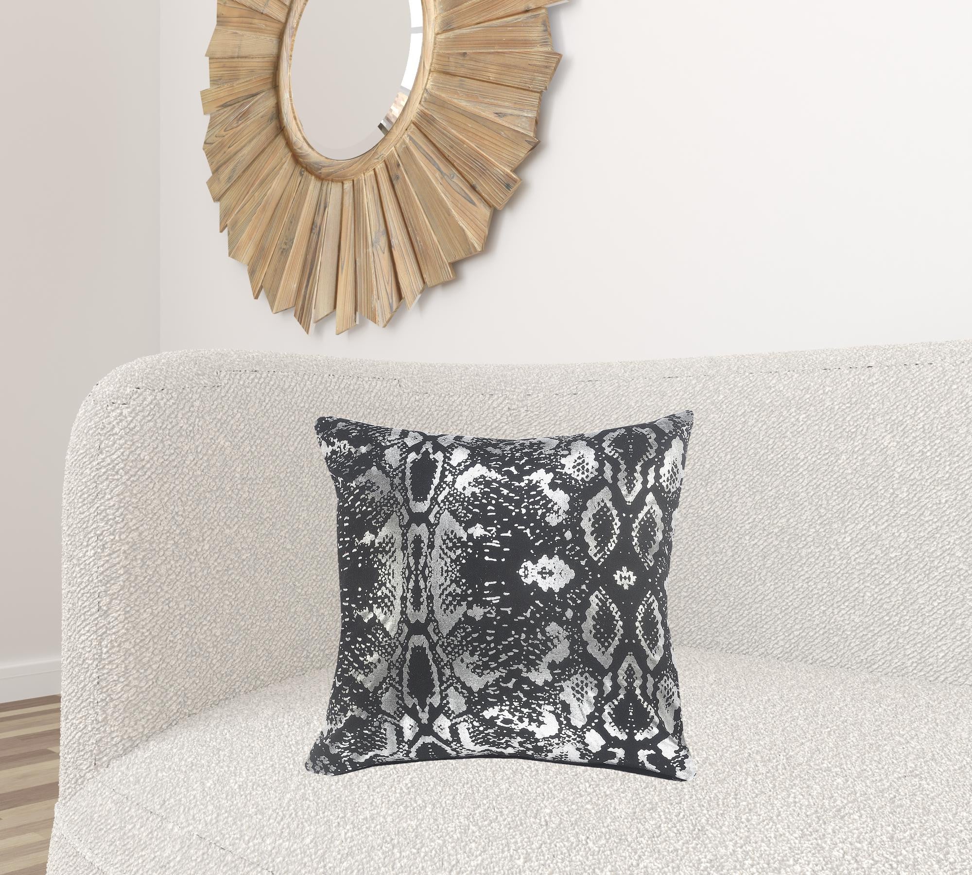 Set Of Two 20" X 20" Black Animal Print Zippered 100% Cotton Throw Pillow