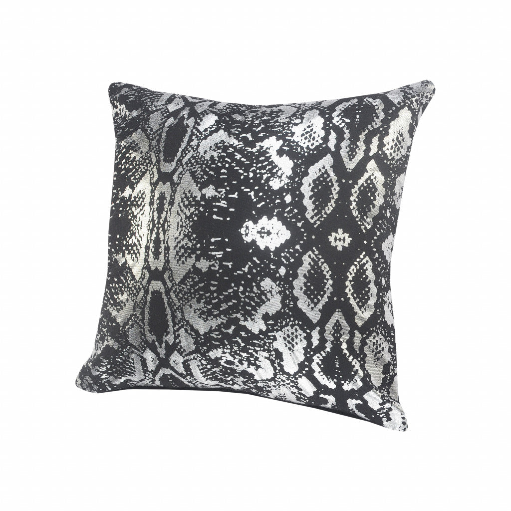 Set Of Two 20" X 20" Black Animal Print Zippered 100% Cotton Throw Pillow