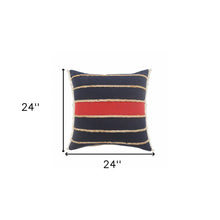 兩個裝 24 英寸 X 24 英寸紅色條紋拉鍊 100% 純棉抱枕