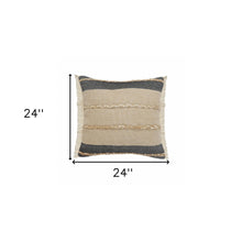 Juego de dos cojines de yute con cremallera y rayas negras - 24