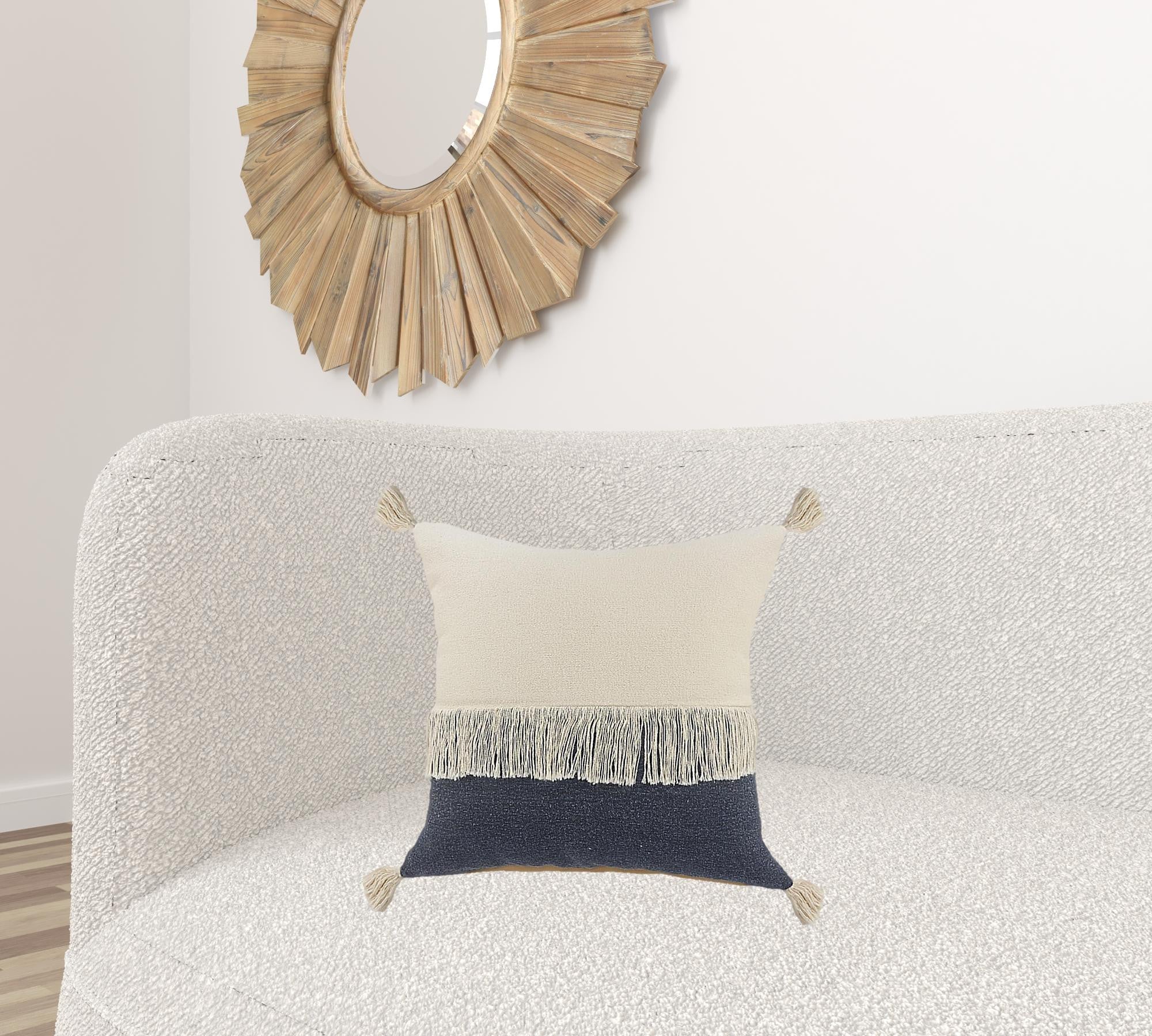 Juego de dos cojines de algodón 100% con cremallera azul de 20" x 20"