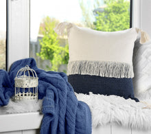 Juego de dos cojines de algodón 100% con cremallera azul de 20