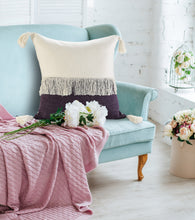 Juego de dos cojines de algodón 100% con cremallera azul de 20