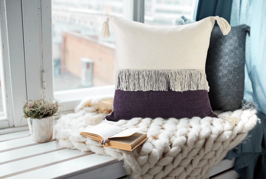 Juego de dos cojines de algodón 100% con cremallera azul de 20" x 20"