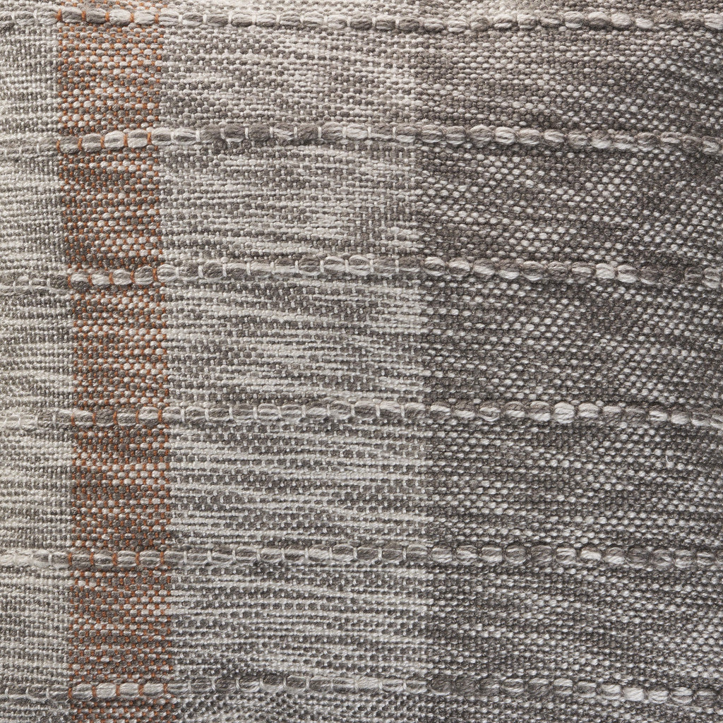 Set Of Two 20" X 20" Gray Striped Zippered Polyester Throw Pillow