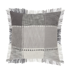 Gray Plaid Zippered 100% Cotton Throw Pillow Set Of Two - 20" x 20"