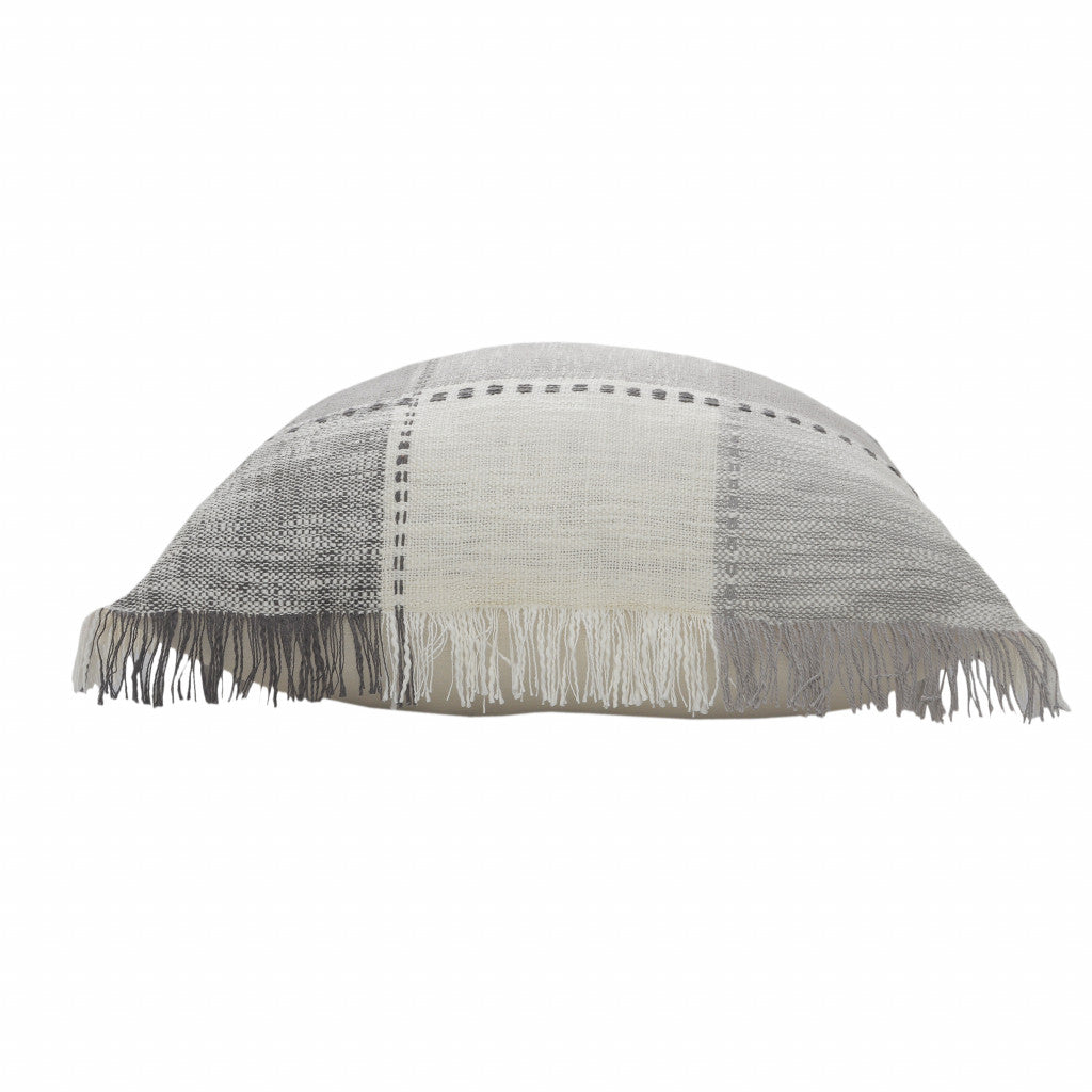 Gray Plaid Zippered 100% Cotton Throw Pillow Set Of Two - 20" x 20"