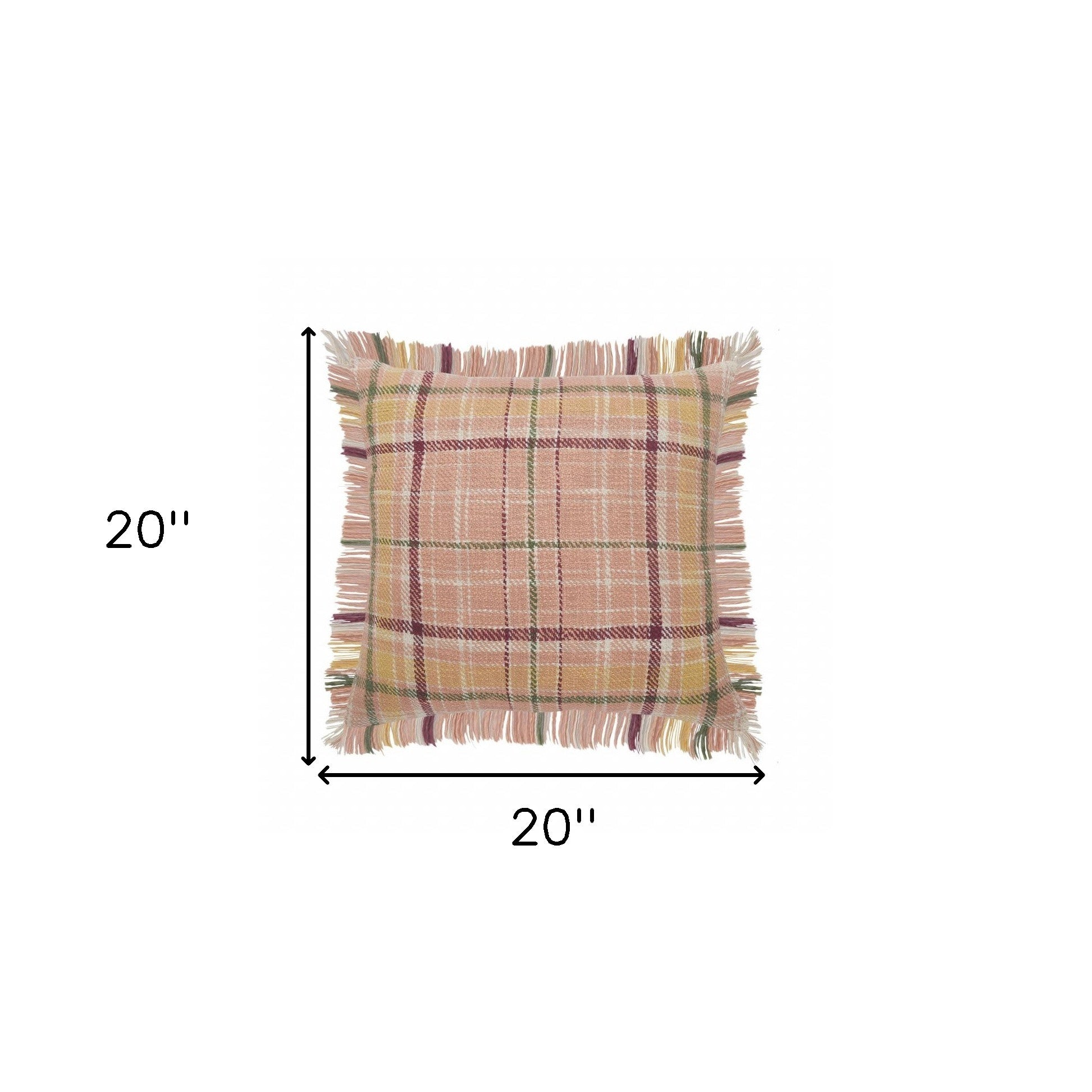 Pink Plaid Zippered 100% Cotton Throw Pillow Set Of Two - 20" x 20"