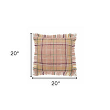 Pink Plaid Zippered 100% Cotton Throw Pillow Set Of Two - 20