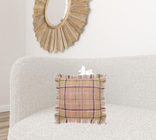 Pink Plaid Zippered 100% Cotton Throw Pillow Set Of Two - 20