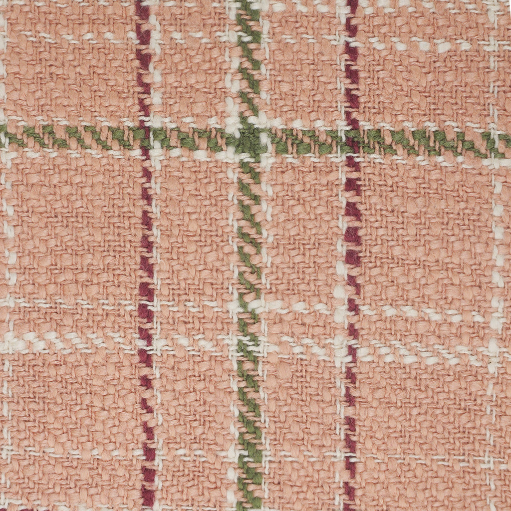 Pink Plaid Zippered 100% Cotton Throw Pillow Set Of Two - 20" x 20"