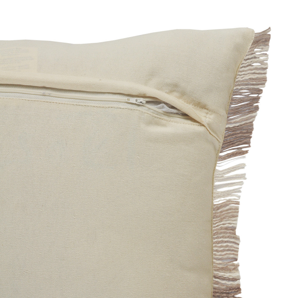Set Of Two 20" X 20" Tan Striped Zippered 100% Cotton Throw Pillow