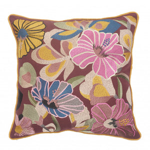 Set Of Two 20" X 20" Multicolored Floral Zippered 100% Cotton Throw Pillow