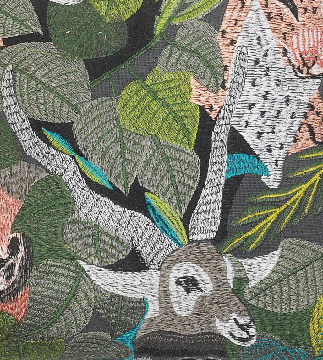 Set Of Two 20" X 20" Gray Animal Print Zippered 100% Cotton Throw Pillow