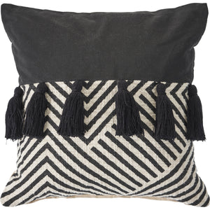 Set Of Two 20" X 20" Black Chevron Zippered 100% Cotton Throw Pillow