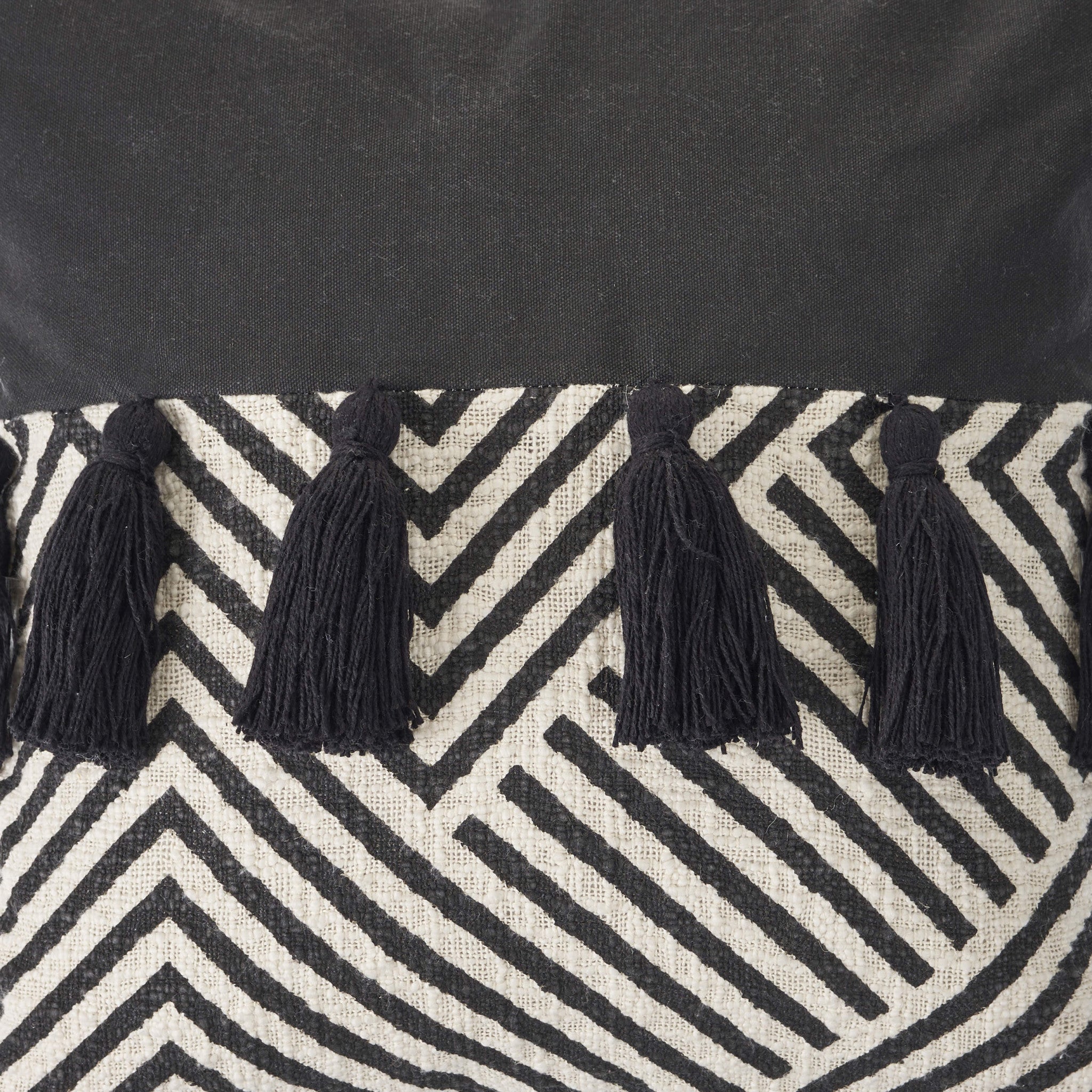 Set Of Two 20" X 20" Black Chevron Zippered 100% Cotton Throw Pillow