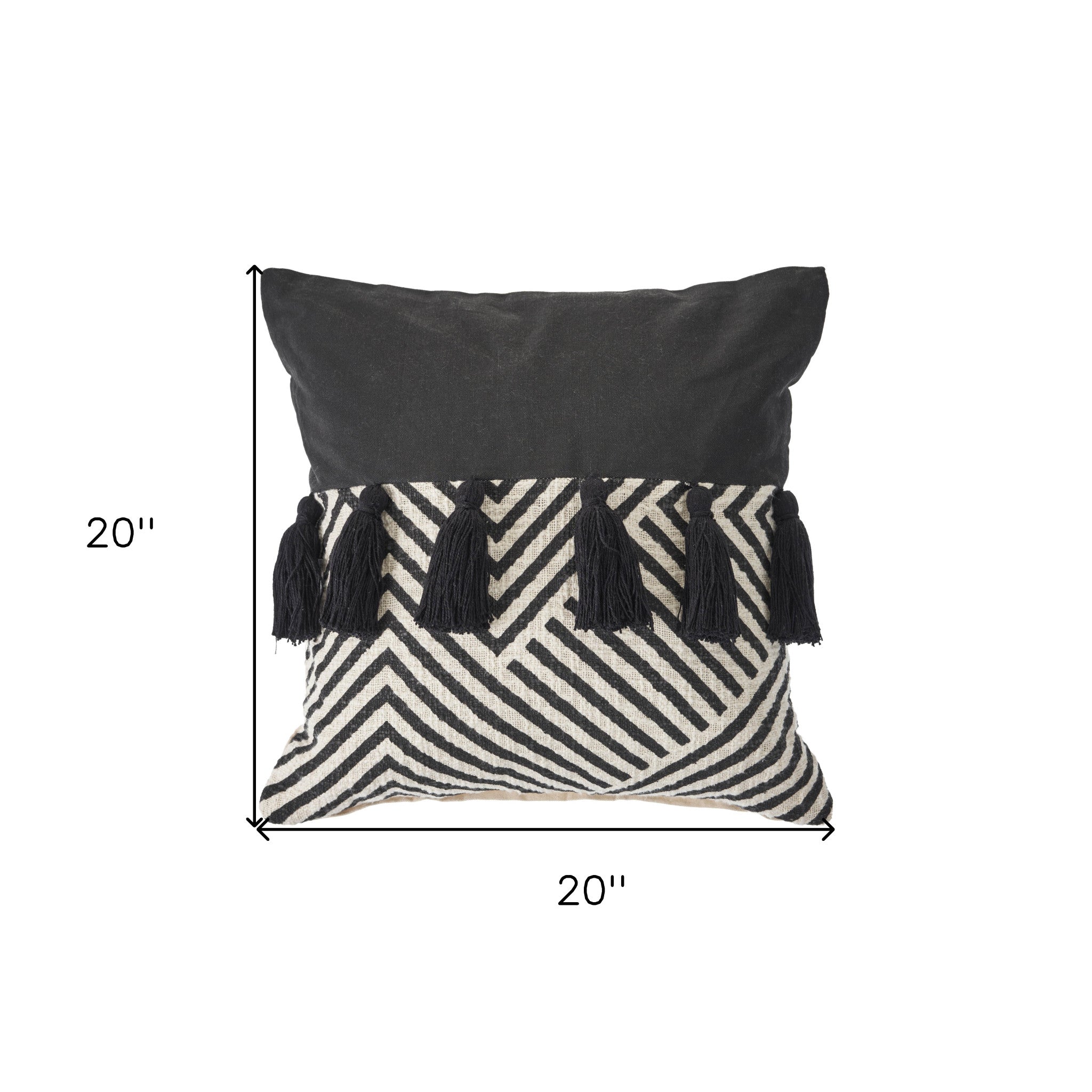 Set Of Two 20" X 20" Black Chevron Zippered 100% Cotton Throw Pillow