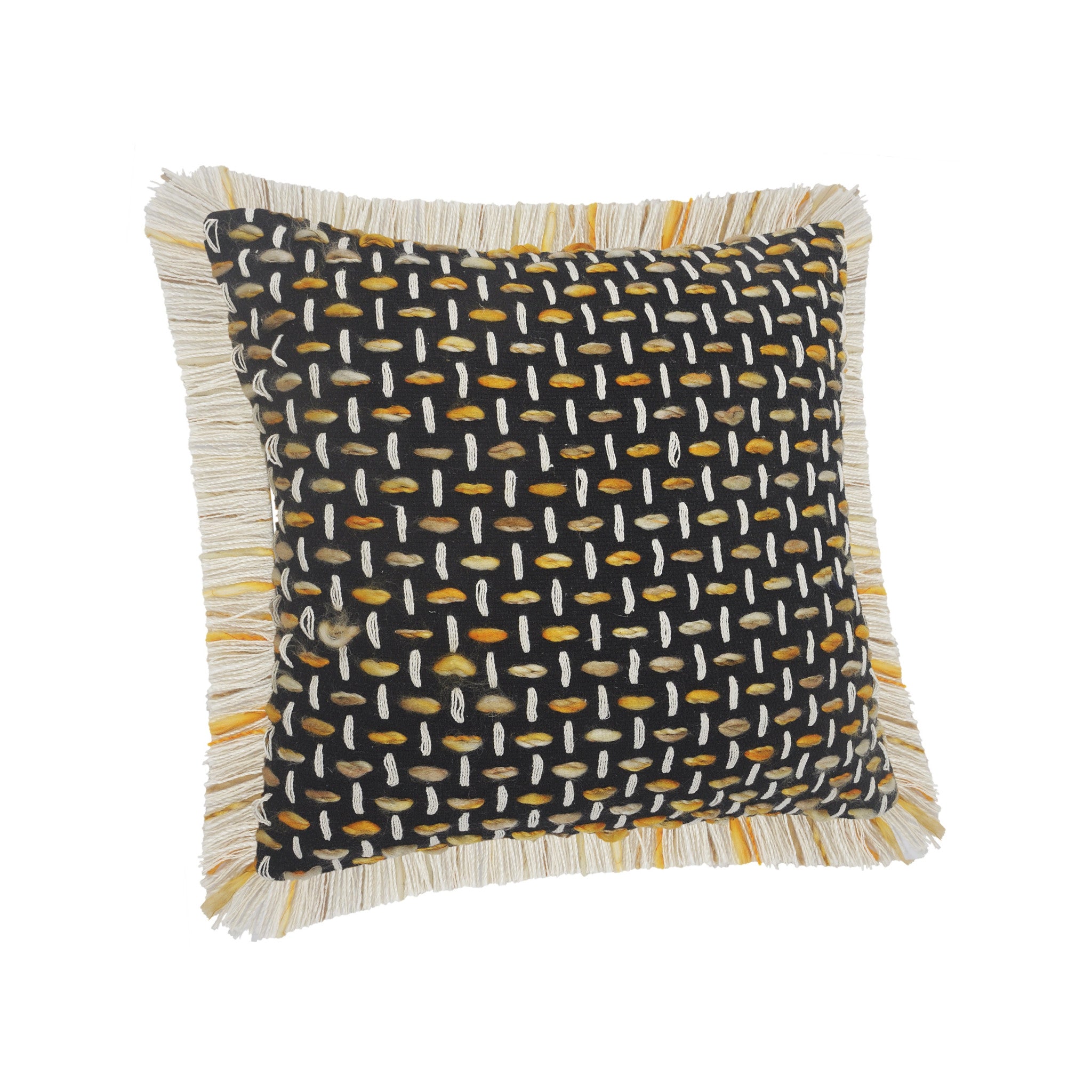Set Of Two 20" X 20" Black Geometric Zippered Polyester And Cotton Blend Throw Pillow