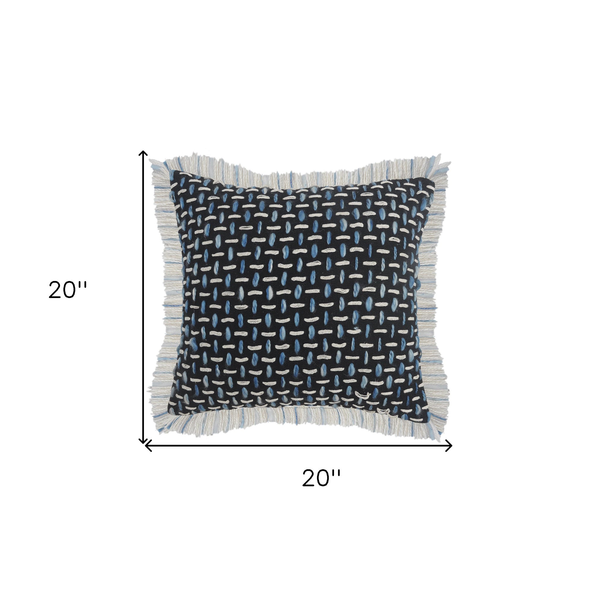 Set Of Two 20" X 20" Black Geometric Zippered Polyester And Cotton Blend Throw Pillow