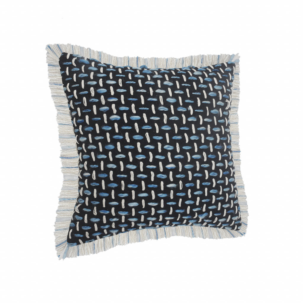 Set Of Two 20" X 20" Black Geometric Zippered Polyester And Cotton Blend Throw Pillow