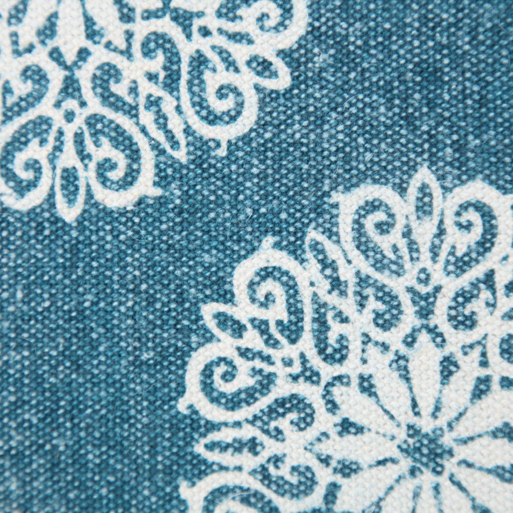 Set Of Two 20" X 20" Blue Floral Zippered 100% Cotton Throw Pillow