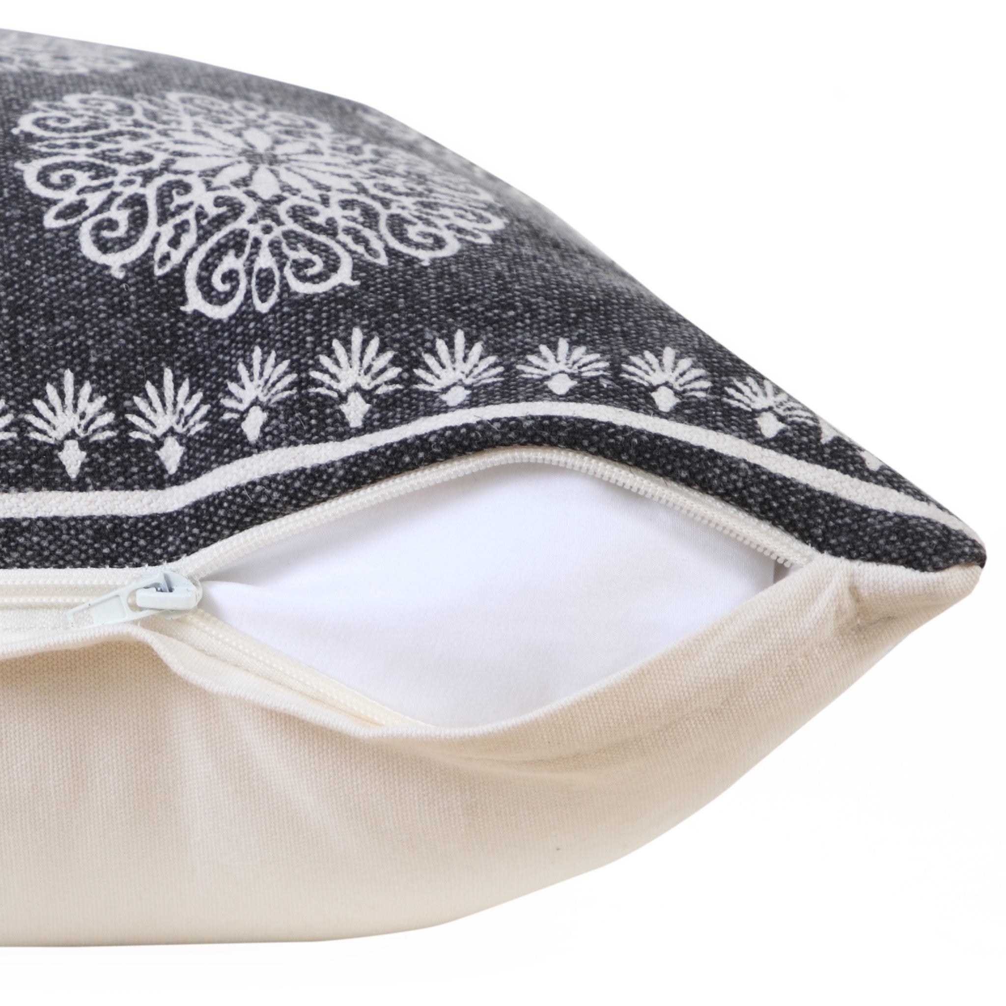 Set Of Two 20" X 20" Blue Floral Zippered 100% Cotton Throw Pillow