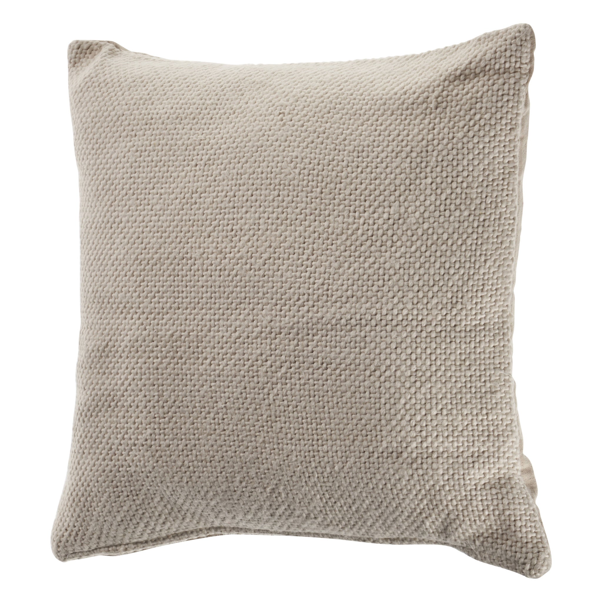 Set Of Two 18" X 18" Cream Solid Color Zippered 100% Cotton Throw Pillow
