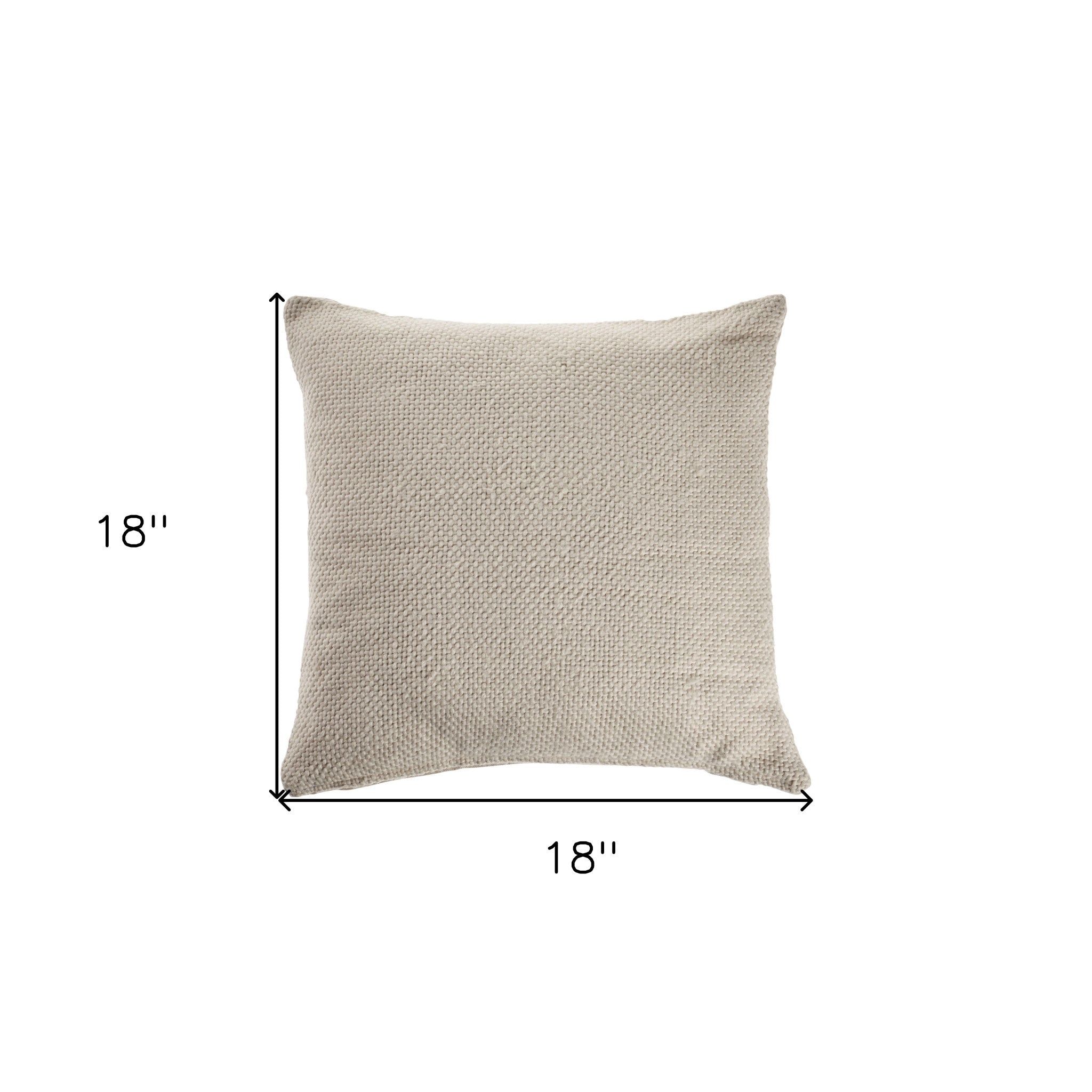 Set Of Two 18" X 18" Cream Solid Color Zippered 100% Cotton Throw Pillow
