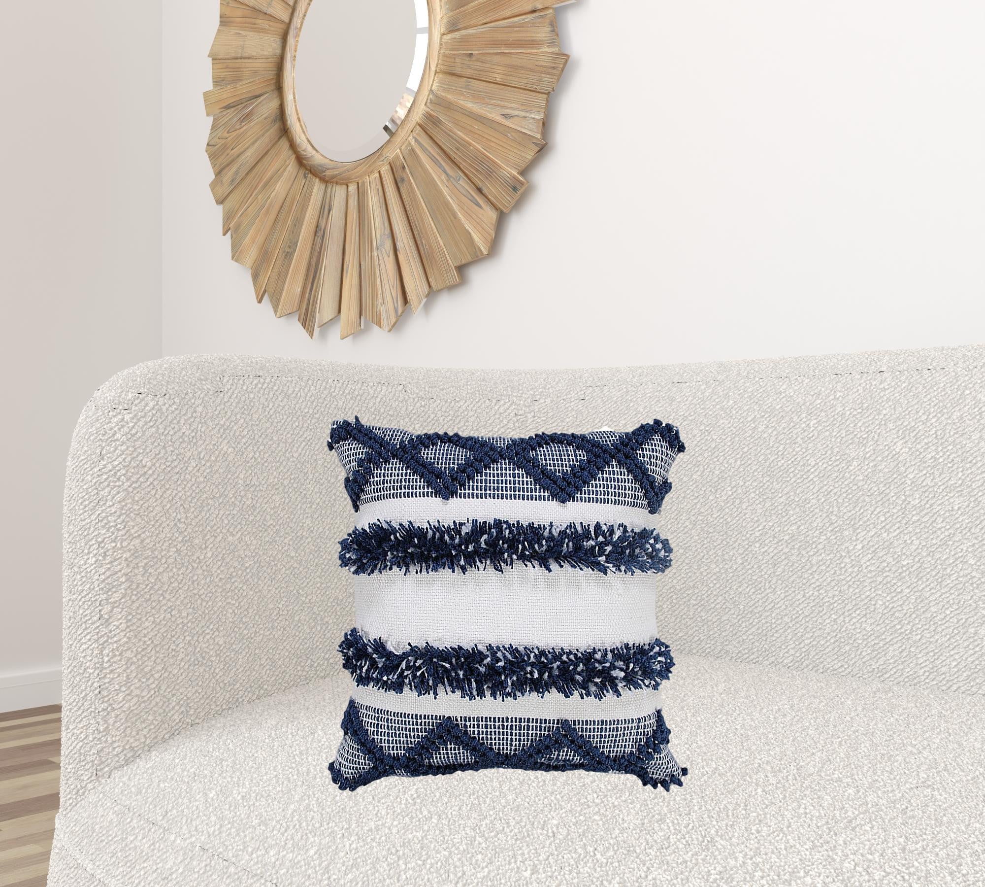 Set Of Two 20" X 20" Blue Coastal Zippered Polyester Throw Pillow