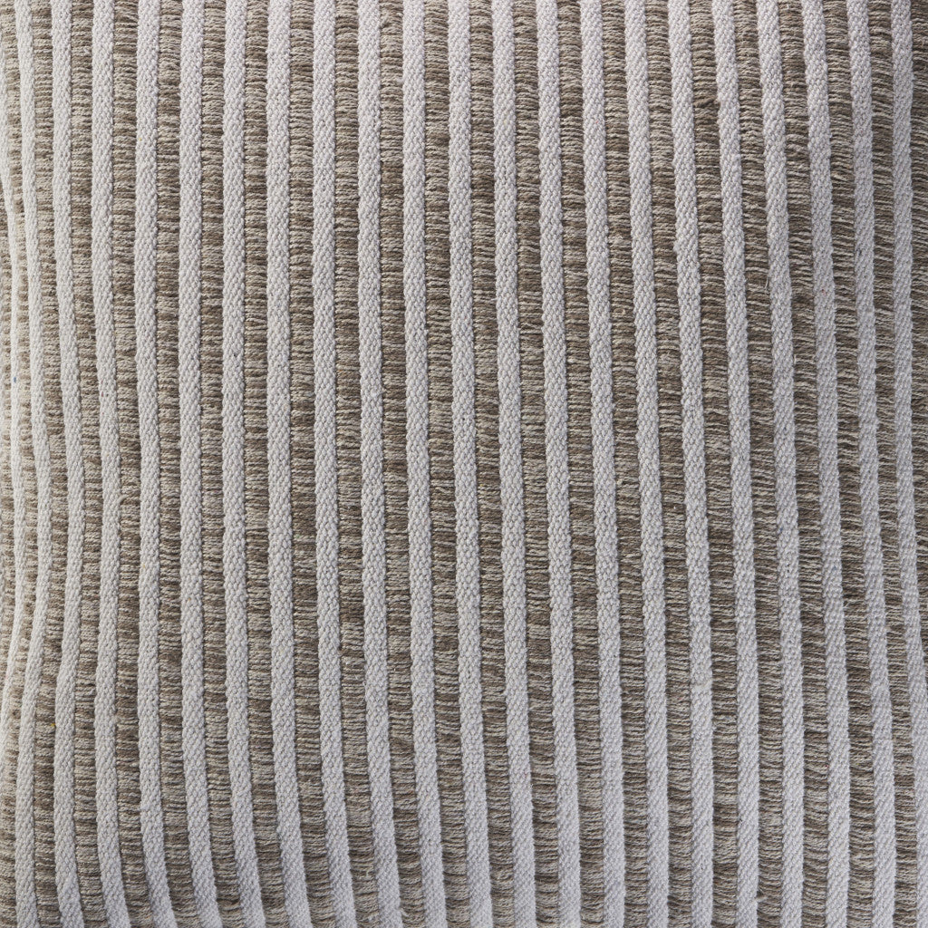 Set Of Two 22" X 22" Tan Striped Zippered 100% Cotton Throw Pillow