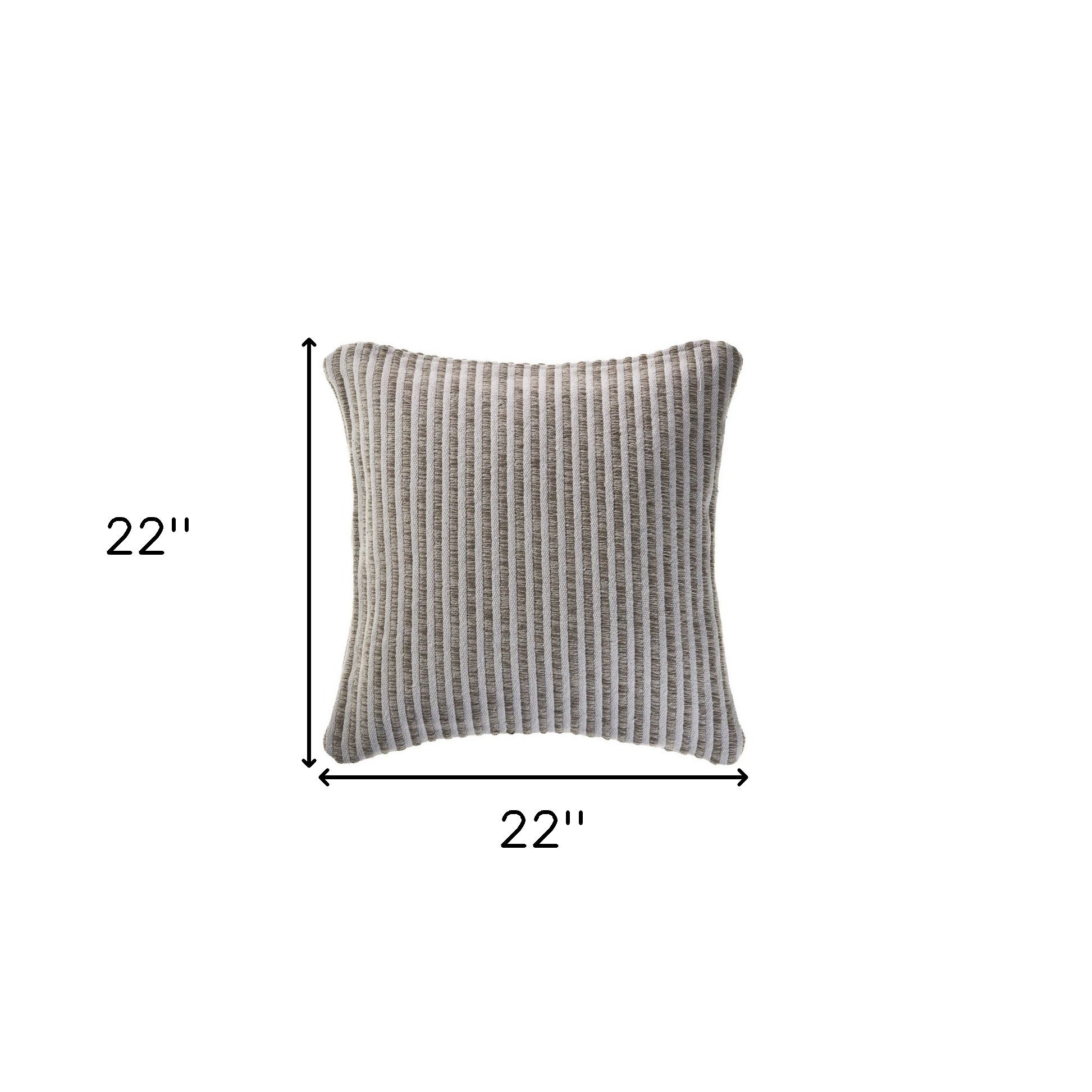 Set Of Two 22" X 22" Tan Striped Zippered 100% Cotton Throw Pillow