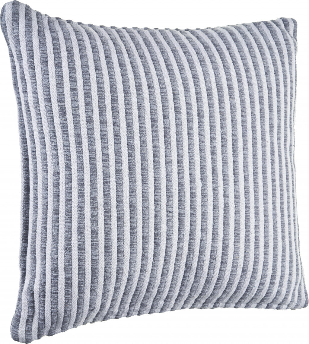 Set Of Two 22" X 22" Tan Striped Zippered 100% Cotton Throw Pillow