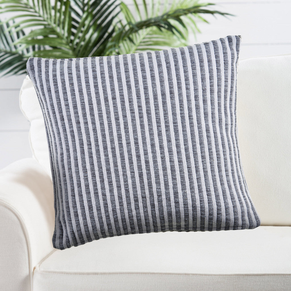 Set Of Two 22" X 22" Tan Striped Zippered 100% Cotton Throw Pillow