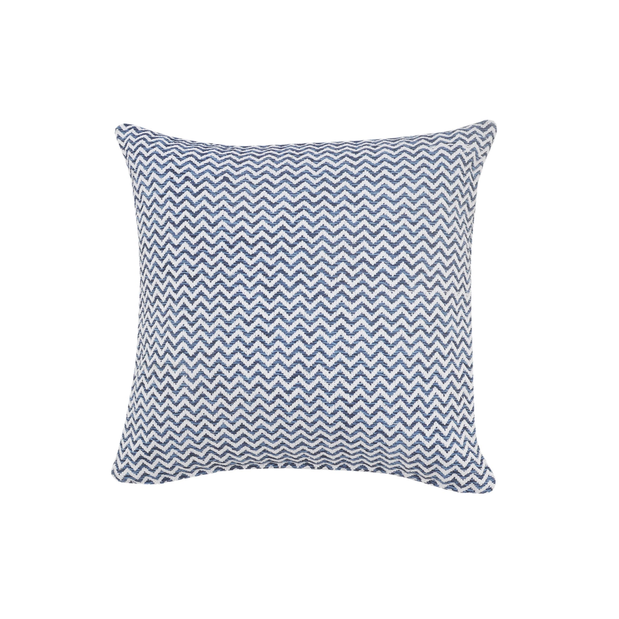 Set Of Two 22" X 22" Blue Chevron Zippered 100% Cotton Throw Pillow