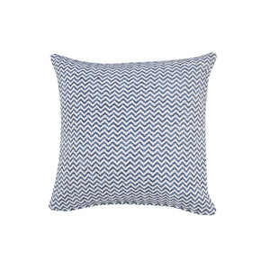 Set Of Two 22" X 22" Blue Chevron Zippered 100% Cotton Throw Pillow