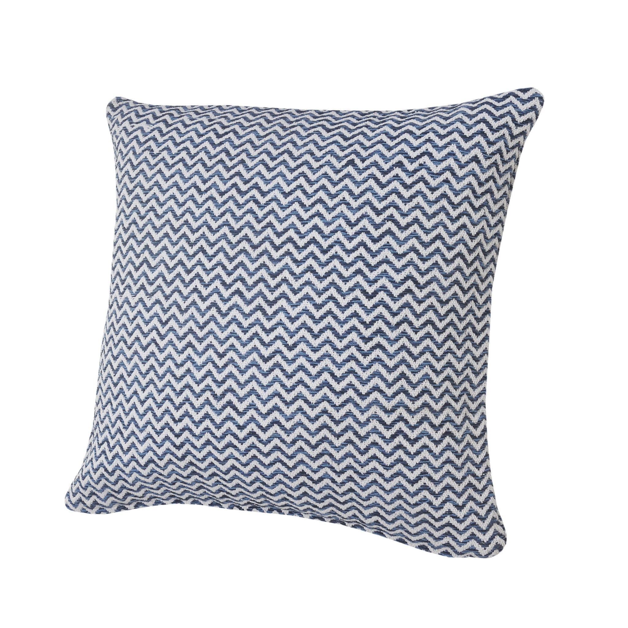 Set Of Two 22" X 22" Blue Chevron Zippered 100% Cotton Throw Pillow