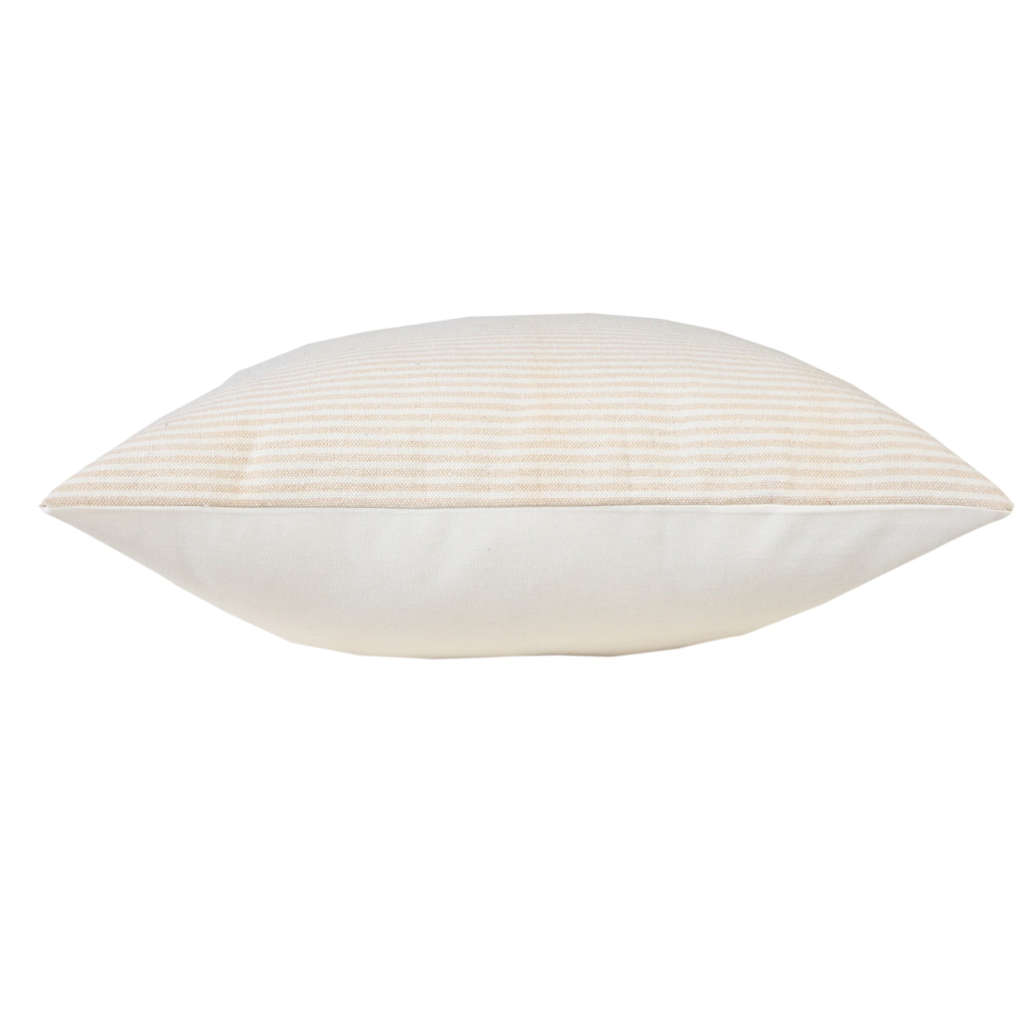 Set Of Two 20" X 20" Beige Striped Zippered 100% Cotton Throw Pillow