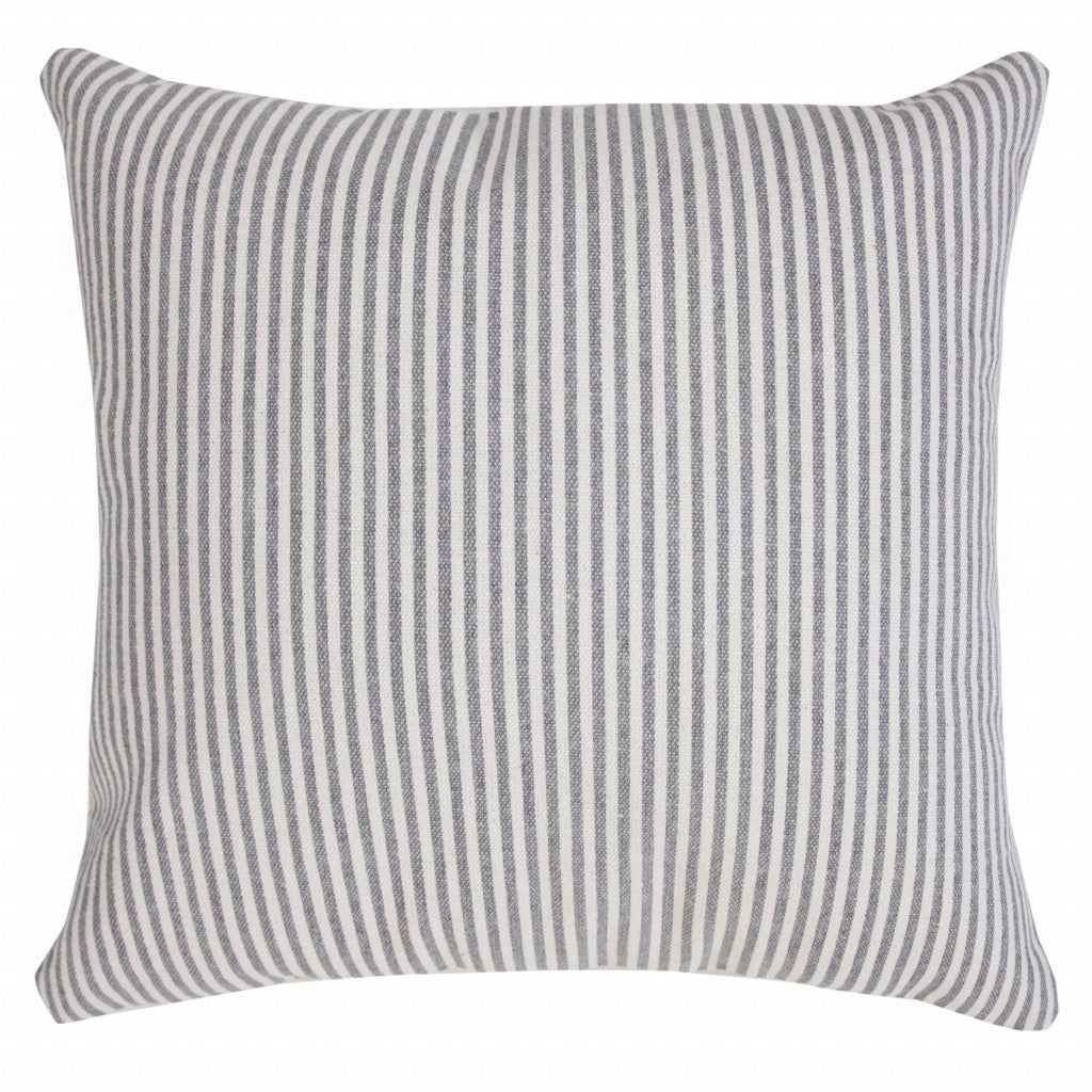 Set Of Two 20" X 20" Beige Striped Zippered 100% Cotton Throw Pillow