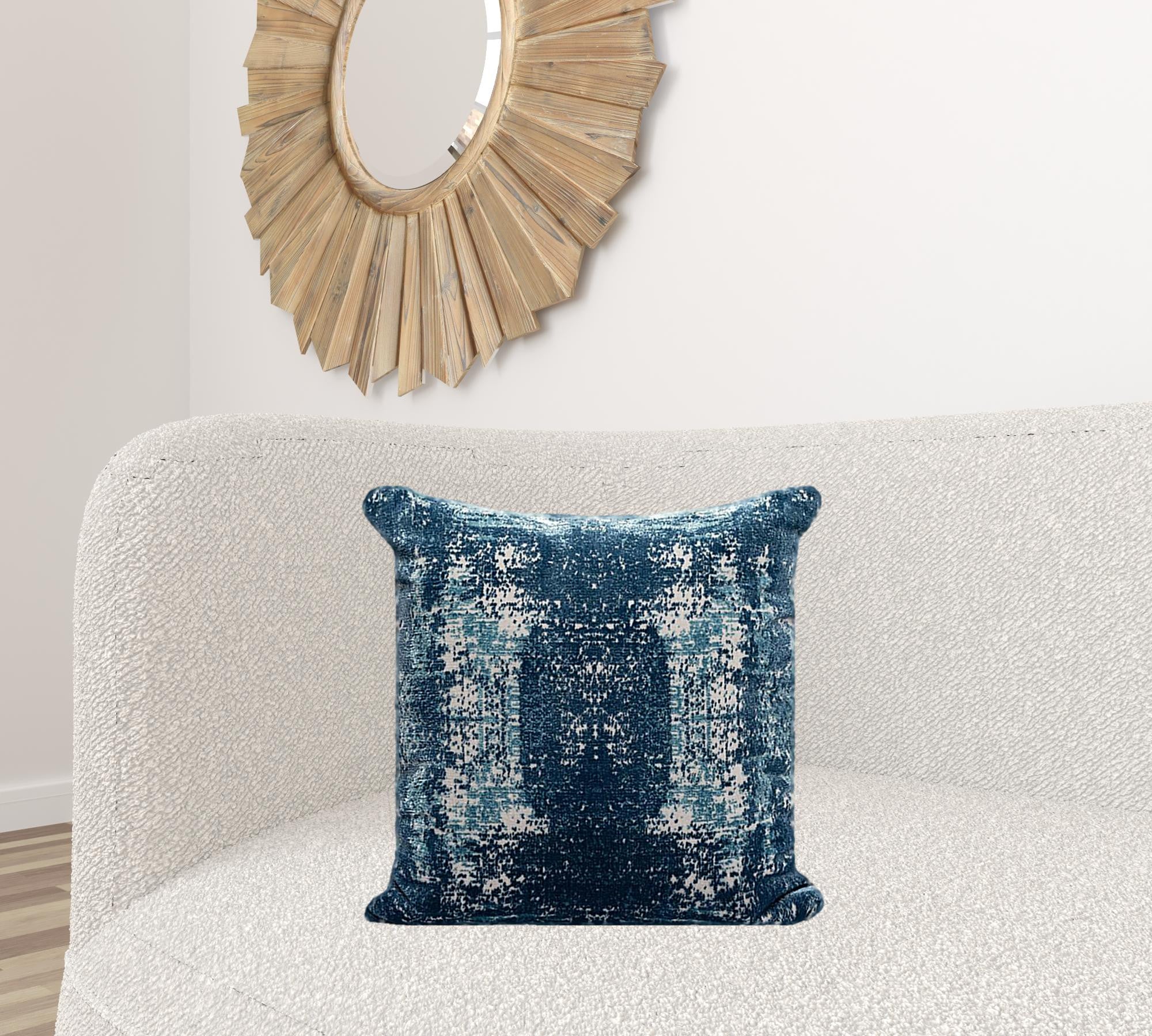 Set Of Two 20" X 20" Blue Abstract Zippered Polyester Throw Pillow