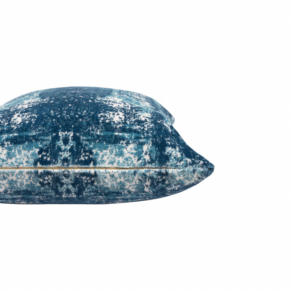 Set Of Two 20" X 20" Blue Abstract Zippered Polyester Throw Pillow